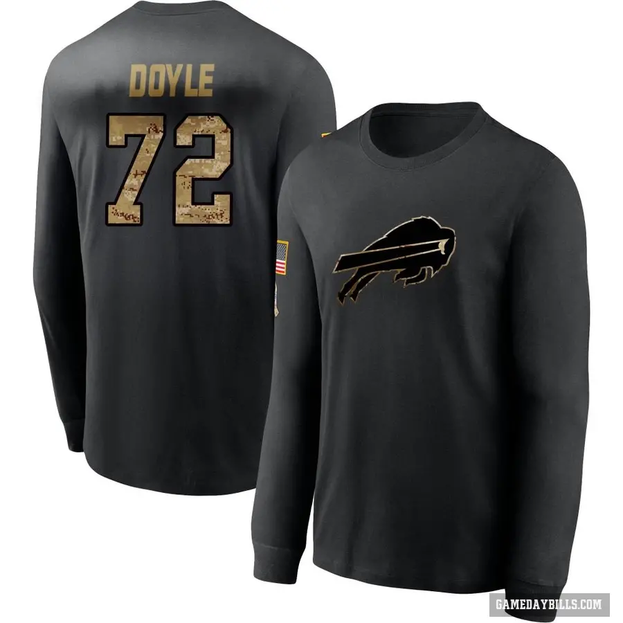 Men's ＃72 Tommy Doyle Buffalo Bills Black 2020 Salute To Service Sideline Performance Long Sleeve T-Shirt