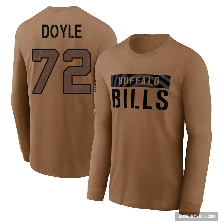 Men's ＃72 Tommy Doyle Buffalo Bills Brown 2023 Salute To Service Long Sleeve T-Shirt