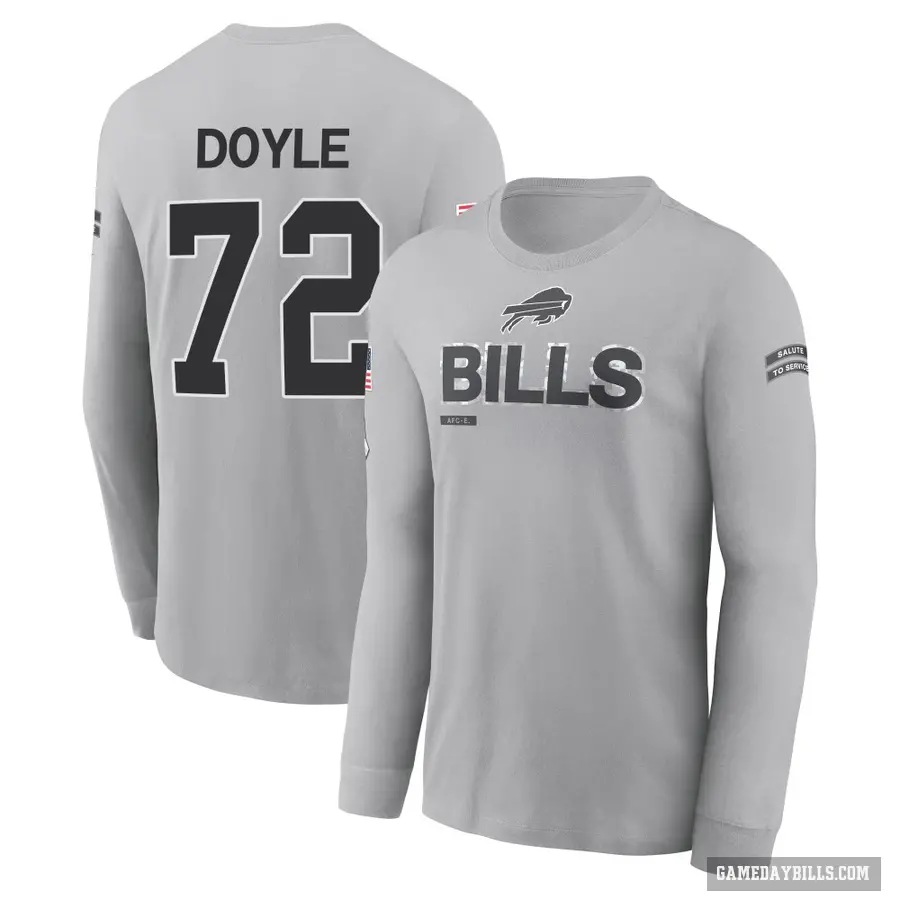 Men's ＃72 Tommy Doyle Buffalo Bills Gray 2024 Salute to Service Long Sleeve T-Shirt