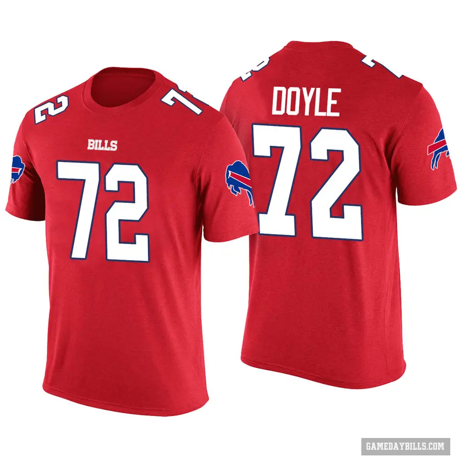 Men's ＃72 Tommy Doyle Buffalo Bills Red Color Rush T-Shirt