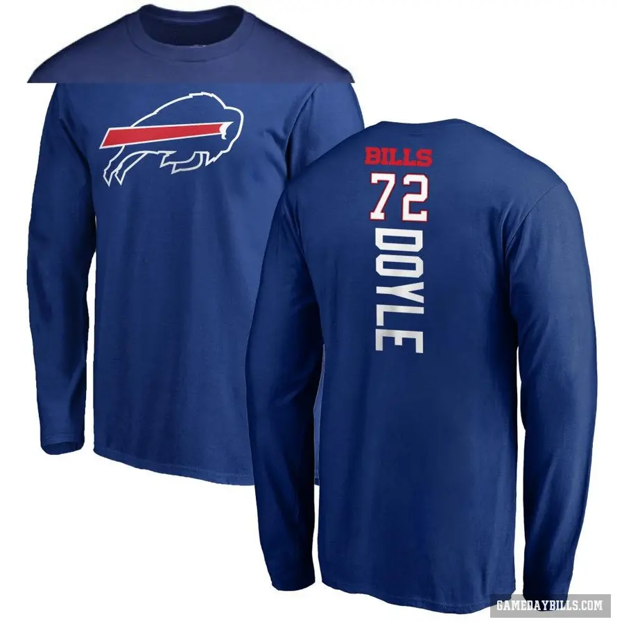 Men's ＃72 Tommy Doyle Buffalo Bills Royal Backer Long Sleeve T-Shirt