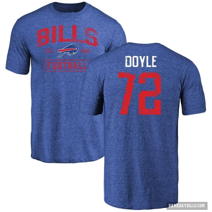 Men's ＃72 Tommy Doyle Buffalo Bills Royal Distressed T-Shirt