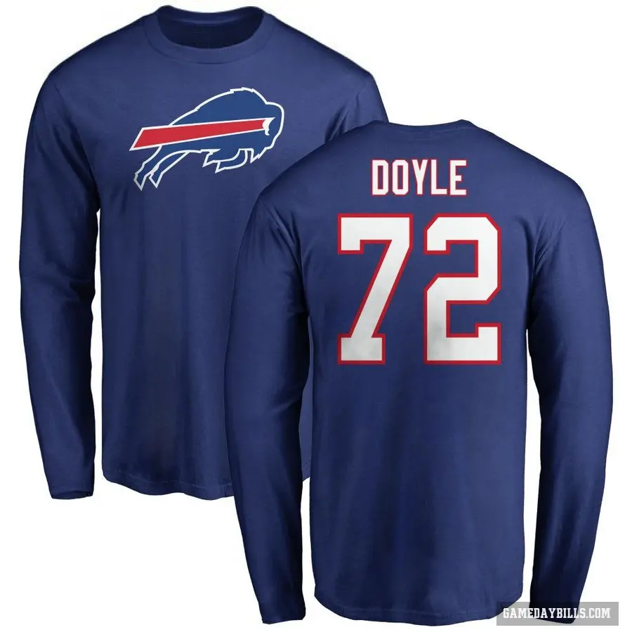 Men's ＃72 Tommy Doyle Buffalo Bills Royal Logo Long Sleeve T-Shirt