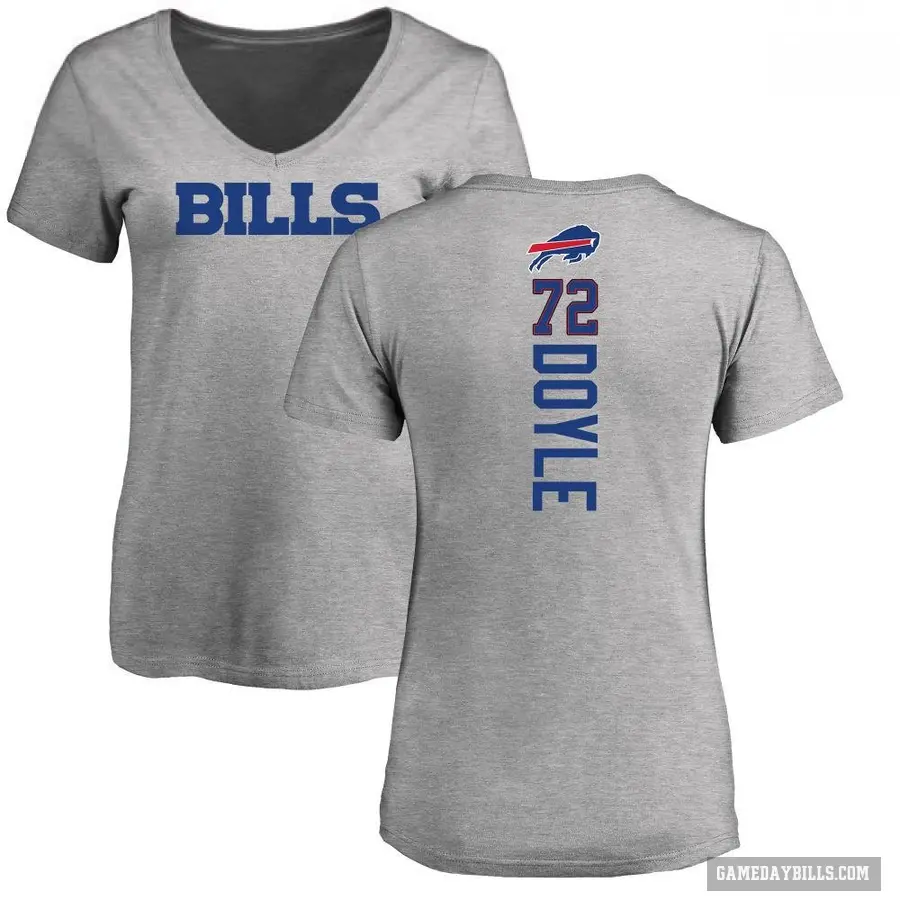 Women's ＃72 Tommy Doyle Buffalo Bills Ash Backer V-Neck T-Shirt