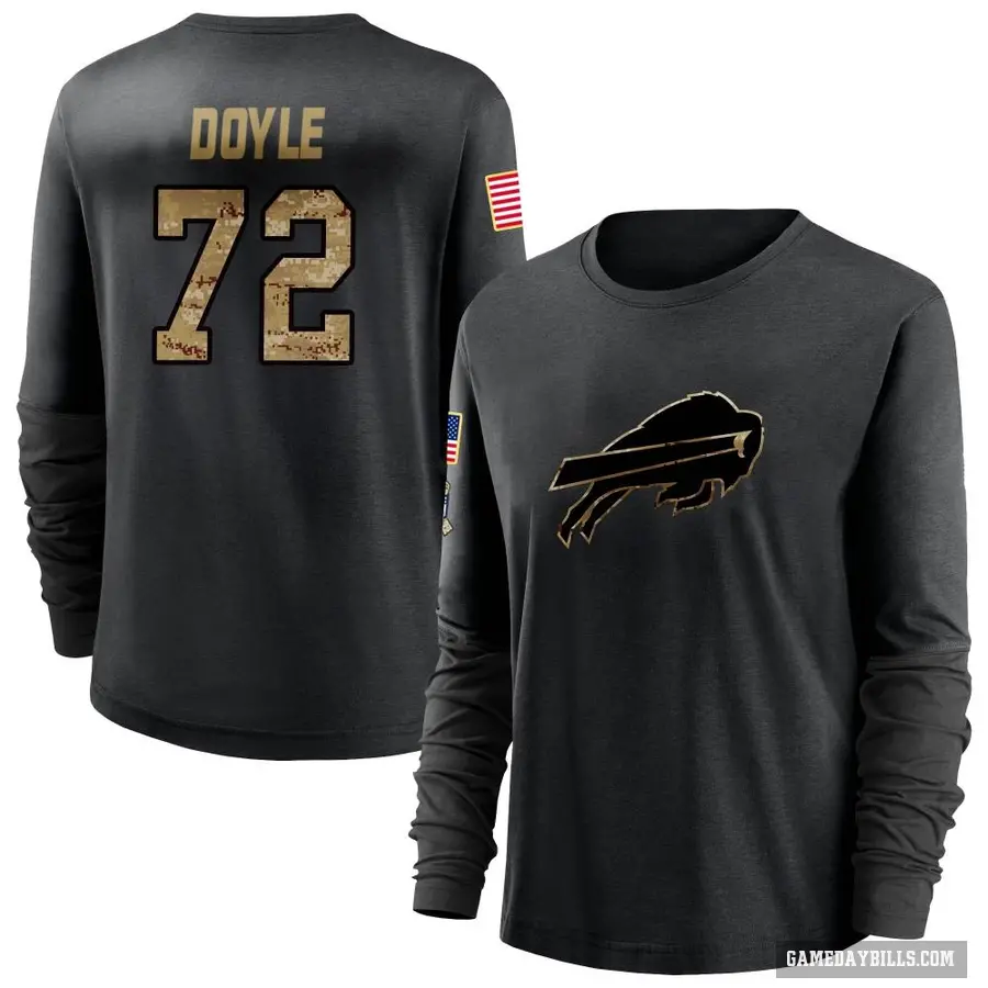 Women's ＃72 Tommy Doyle Buffalo Bills Black 2020 Salute To Service Sideline Performance Long Sleeve T-Shirt