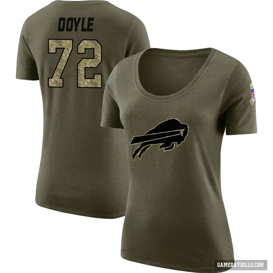 Women's ＃72 Tommy Doyle Buffalo Bills Olive Salute to Service Scoop Neck T-Shirt