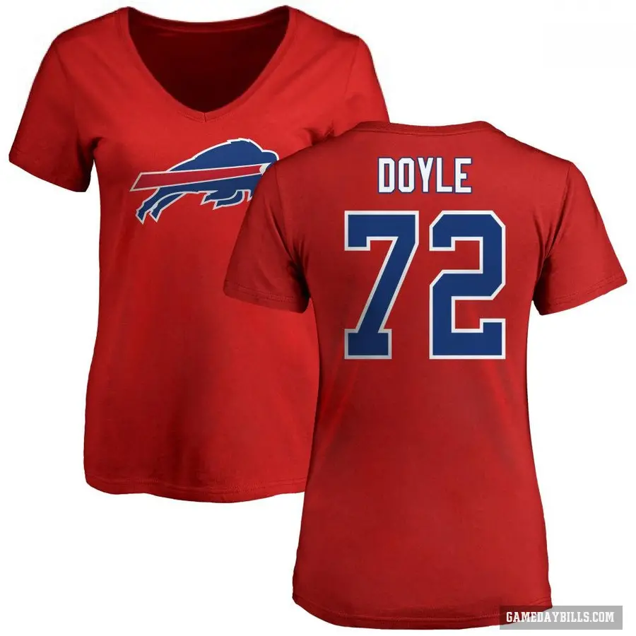 Women's ＃72 Tommy Doyle Buffalo Bills Red Logo Slim Fit T-Shirt