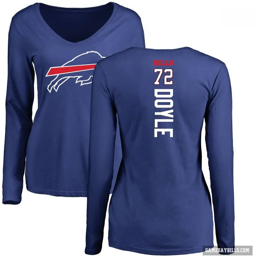 Women's ＃72 Tommy Doyle Buffalo Bills Royal Backer Slim Fit Long Sleeve T-Shirt