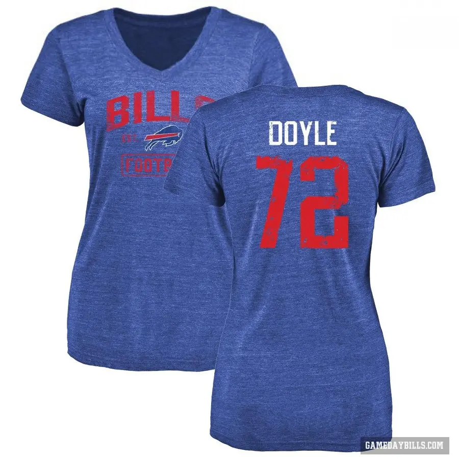 Women's ＃72 Tommy Doyle Buffalo Bills Royal Distressed T-Shirt