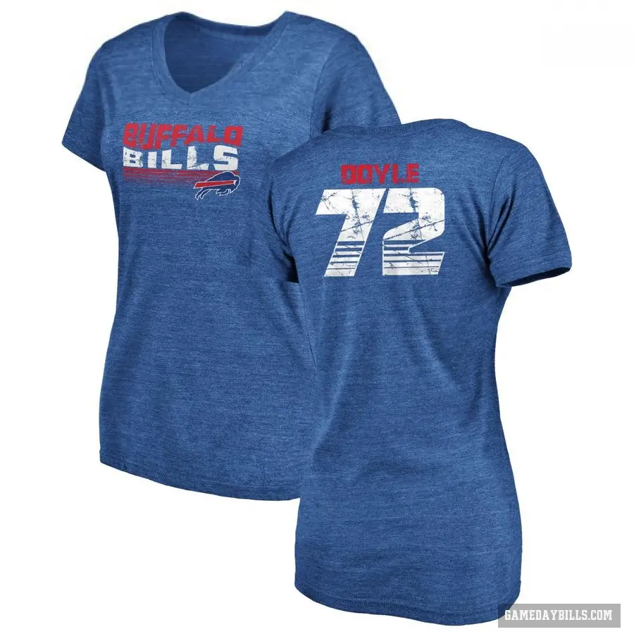 Women's ＃72 Tommy Doyle Buffalo Bills Royal Retro V-Neck T-Shirt