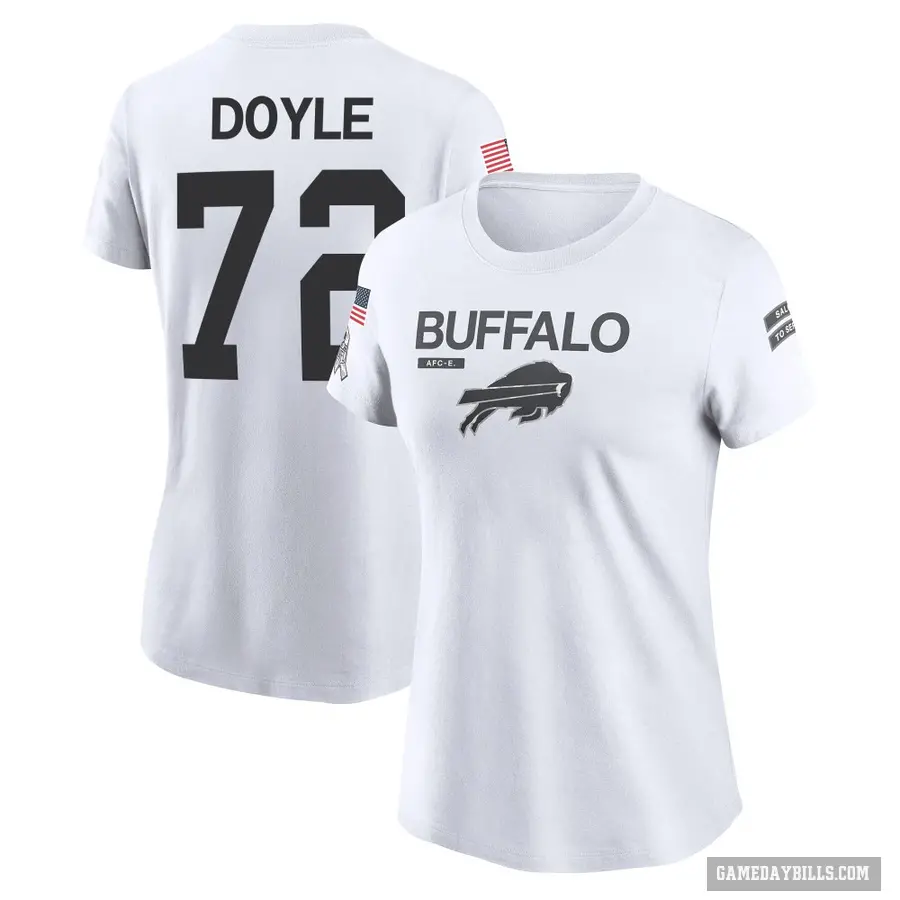 Women's ＃72 Tommy Doyle Buffalo Bills White 2024 Salute to Service Performance T-Shirt